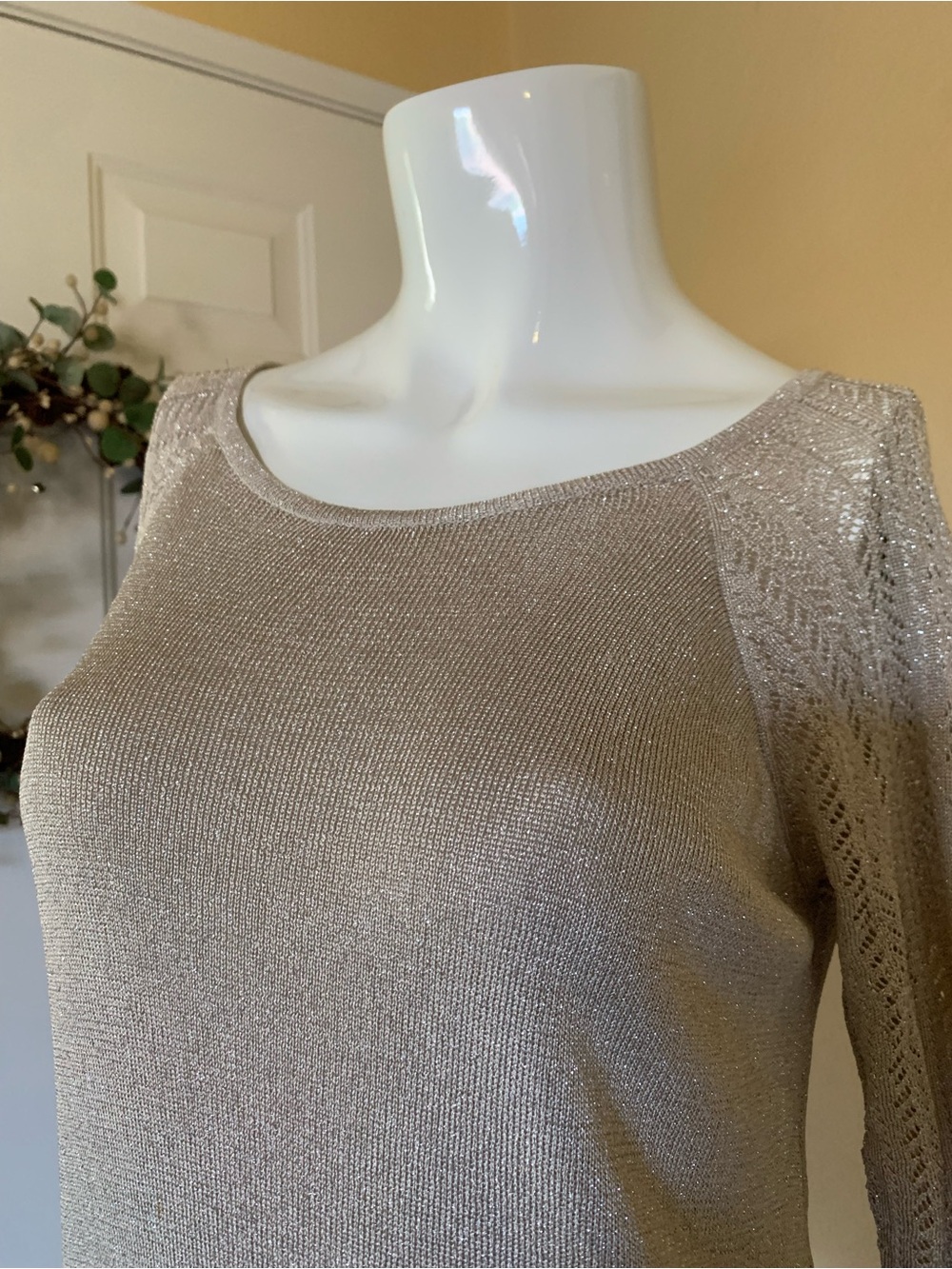 Chico's Champagne Gold Metallic Sweater - Picture 2 of 7